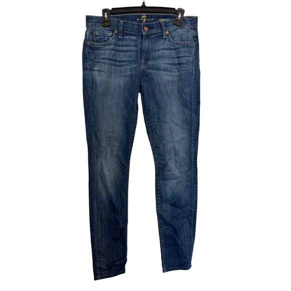 7 For All Mankind Gwenevere Skinny Jeans Womens Size 28 Distressed Medium Wash D - Picture 1 of 8